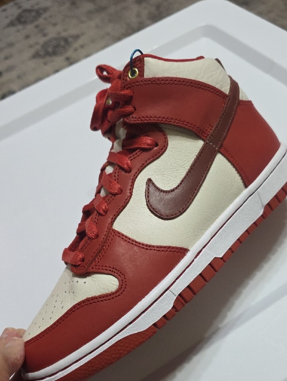 Nike Men’s High-Top Sneakers in Red and Cream - Picture 6 of 6